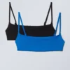 Pack de 2 tops de bikini con escote redondo – Negro y azul Pack de 2 tops de bikini con escote redondo – Negro y azul