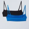 Pack de 2 tops de bikini con escote redondo – Negro y azul Pack de 2 tops de bikini con escote redondo – Negro y azul