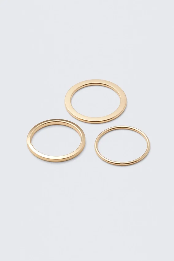 Pack de 3 anillos minimalistas de acero – Dorados Pack de 3 anillos minimalistas de acero – Dorados