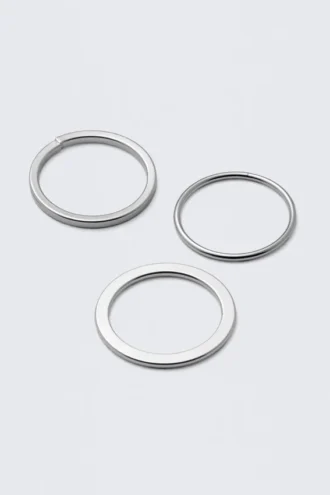 Pack de 3 anillos minimalistas de acero – Plata