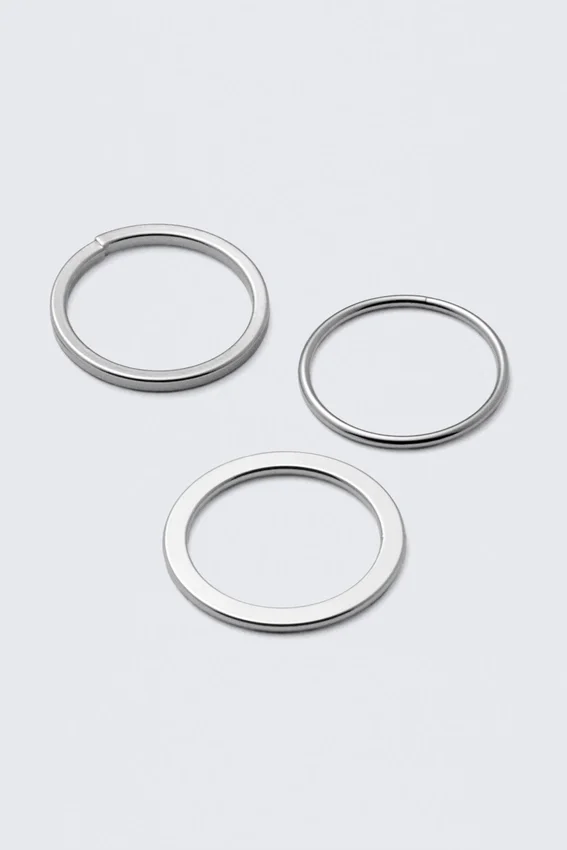 Pack de 3 anillos minimalistas de acero – Plata Pack de 3 anillos minimalistas de acero – Plata