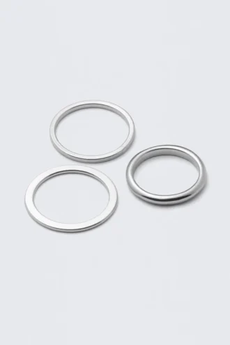 Pack de 3 anillos minimalistas de acero – Plata