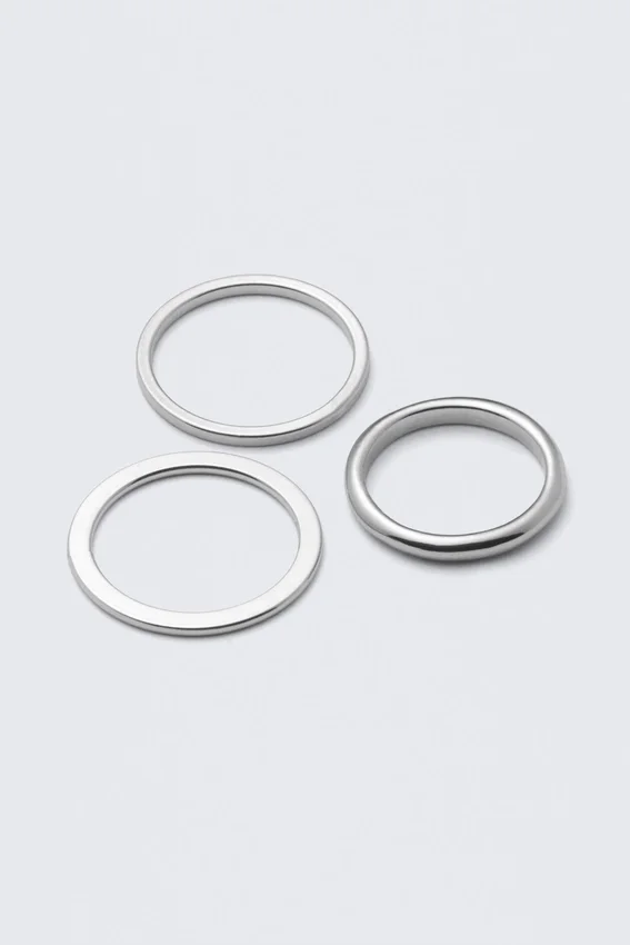 Pack de 3 anillos minimalistas de acero – Plata Pack de 3 anillos minimalistas de acero – Plata