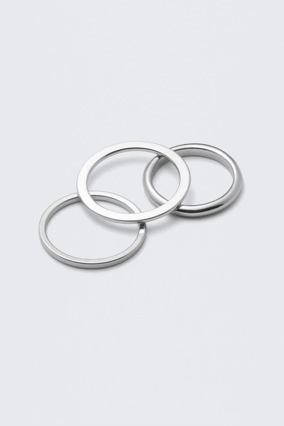 Pack de 3 anillos minimalistas de acero – Plata Pack de 3 anillos minimalistas de acero – Plata