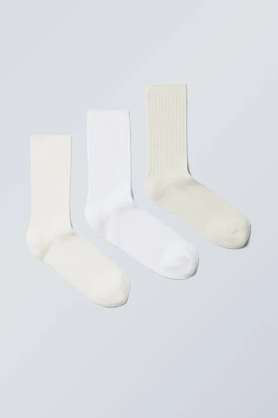 Pack de 3 calcetines acanalados – Mezcla de blancos Pack de 3 calcetines acanalados – Mezcla de blancos