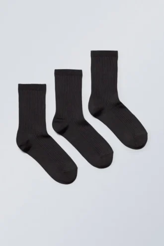 Pack de 3 calcetines brillantes Lova – Negro