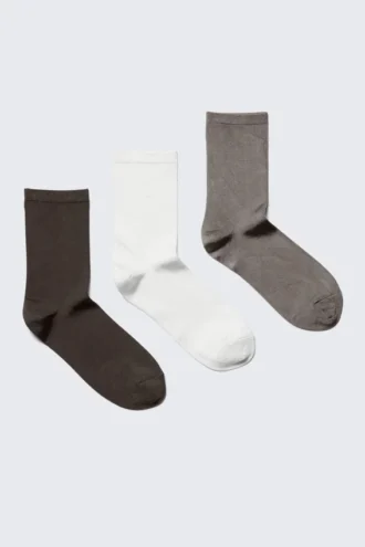 Pack de 3 calcetines brillantes – Marrón oscuro/Blanco/Marrón
