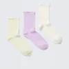 Pack de 3 calcetines con volantes – Amarillo/Morado/Blanco