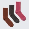 Pack de 3 calcetines cortos acanalados lavados – Óxido/Negro/Rosa Pack de 3 calcetines cortos acanalados lavados – Óxido/Negro/Rosa