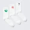 Pack de 3 calcetines cortos bordados – Blanco – Mezcla bordada Pack de 3 calcetines cortos bordados – Blanco – Mezcla bordada