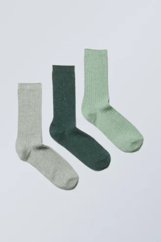 Pack de 3 calcetines de canalé con nudos – Verde