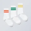 Pack de 3 calcetines deportivos a rayas – Amarillo, verde y rojo Pack de 3 calcetines deportivos a rayas – Amarillo, verde y rojo