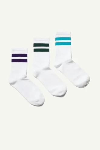 Pack de 3 calcetines deportivos a rayas – Blanco con rayas
