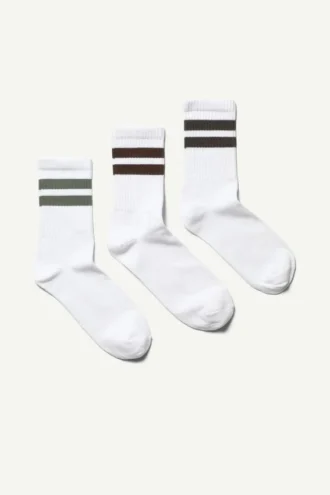 Pack de 3 calcetines deportivos a rayas – Blanco con rayas negras