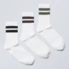 Pack de 3 calcetines deportivos a rayas – Blanco – Negro/Marrón/Verde Pack de 3 calcetines deportivos a rayas – Blanco – Negro/Marrón/Verde