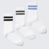 Pack de 3 calcetines deportivos a rayas – Blanco – Negro/Verde/Azul Pack de 3 calcetines deportivos a rayas – Blanco – Negro/Verde/Azul