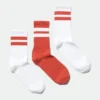 Pack de 3 calcetines deportivos a rayas – Blanco y naranja Pack de 3 calcetines deportivos a rayas – Blanco y naranja