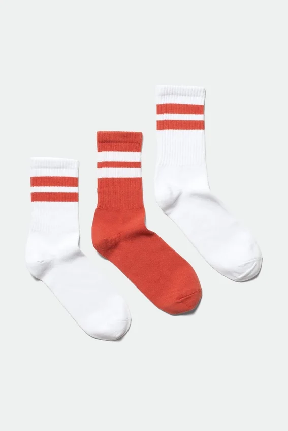 Pack de 3 calcetines deportivos a rayas – Blanco y naranja Pack de 3 calcetines deportivos a rayas – Blanco y naranja