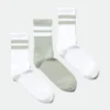 Pack de 3 calcetines deportivos a rayas – Blanco y salvia Pack de 3 calcetines deportivos a rayas – Blanco y salvia