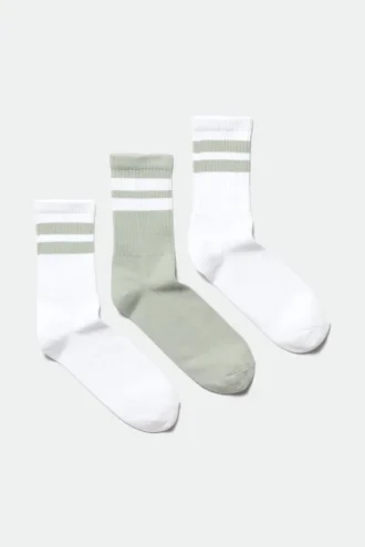 Pack de 3 calcetines deportivos a rayas – Blanco y salvia
