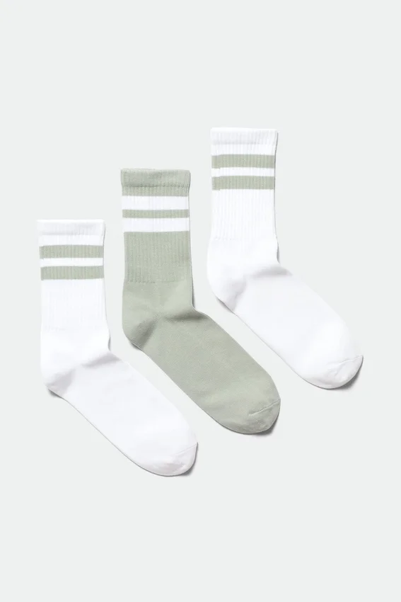 Pack de 3 calcetines deportivos a rayas – Blanco y salvia Pack de 3 calcetines deportivos a rayas – Blanco y salvia