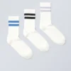 Pack de 3 calcetines deportivos a rayas – Rayas azules/negras/moradas Pack de 3 calcetines deportivos a rayas – Rayas azules/negras/moradas