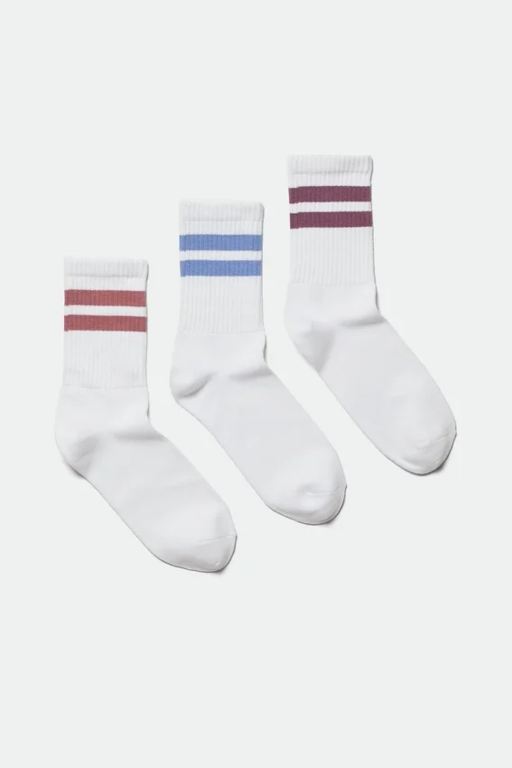 Pack de 3 calcetines deportivos a rayas – Rayas blancas Pack de 3 calcetines deportivos a rayas – Rayas blancas