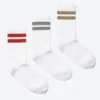 Pack de 3 calcetines deportivos a rayas – Rayas blancas – Rojo/Gris/Marrón Pack de 3 calcetines deportivos a rayas – Rayas blancas – Rojo/Gris/Marrón