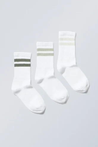 Pack de 3 calcetines deportivos a rayas – Rayas salvia