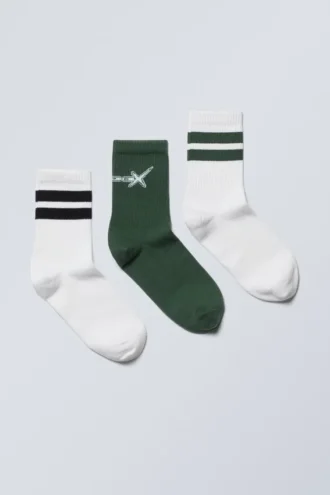 Pack de 3 calcetines deportivos con estampados – Rayas verdes y negras Hypnox