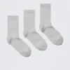 Pack de 3 calcetines deportivos de caña media acanalados – Gris jaspeado Pack de 3 calcetines deportivos de caña media acanalados – Gris jaspeado