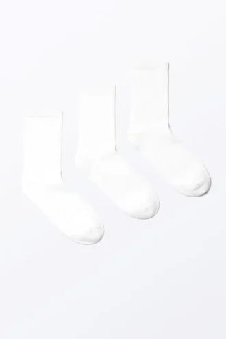 Pack de 3 pares de calcetines acanalados – Blanco