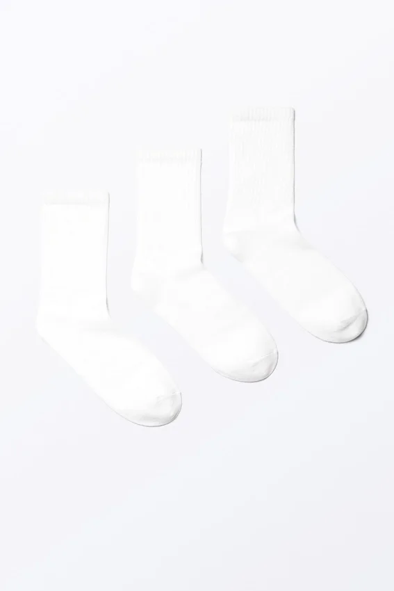 Pack de 3 pares de calcetines acanalados – Blanco Pack de 3 pares de calcetines acanalados – Blanco