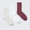 Pack de 3 pares de calcetines acanalados – Gris/Blanco/Rosa oscuro Pack de 3 pares de calcetines acanalados – Gris/Blanco/Rosa oscuro