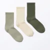 Pack de 3 pares de calcetines acanalados – Verde claro/Beige/Verde oscuro Pack de 3 pares de calcetines acanalados – Verde claro/Beige/Verde oscuro