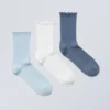 Pack de 3 pares de calcetines con borde de volantes – Mezcla de azules Pack de 3 pares de calcetines con borde de volantes – Mezcla de azules