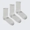 Pack de 3 pares de calcetines con volantes – Gris jaspeado