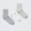 Pack de 3 pares de calcetines cortos acanalados – Azul/Blanco/Gris Pack de 3 pares de calcetines cortos acanalados – Azul/Blanco/Gris