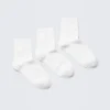 Pack de 3 pares de calcetines cortos acanalados – Blanco Pack de 3 pares de calcetines cortos acanalados – Blanco
