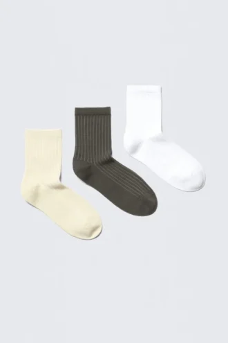 Pack de 3 pares de calcetines cortos Bella – Amarillo/Gris/Blanco