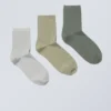 Pack de 3 pares de calcetines cortos Bella – Mezcla con detalles en caqui
