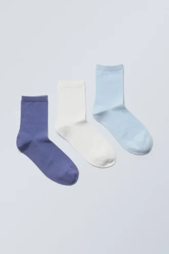 Pack de 3 pares de calcetines cortos Bella – Mezcla de azules
