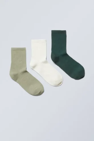 Pack de 3 pares de calcetines cortos Bella – Mezcla verde