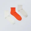 Pack de 3 pares de calcetines cortos con borde de volantes – Mezcla de detalles en naranja Pack de 3 pares de calcetines cortos con borde de volantes – Mezcla de detalles en naranja