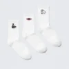 Pack de 3 pares de calcetines cortos – Mezcla bordada en blanco Pack de 3 pares de calcetines cortos – Mezcla bordada en blanco