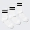Pack de 3 pares de calcetines de caña media a rayas – Blanco – Rayas negras Pack de 3 pares de calcetines de caña media a rayas – Blanco – Rayas negras