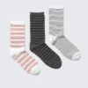 Pack de 3 pares de calcetines de caña media a rayas – Mezcla de rayas Pack de 3 pares de calcetines de caña media a rayas – Mezcla de rayas