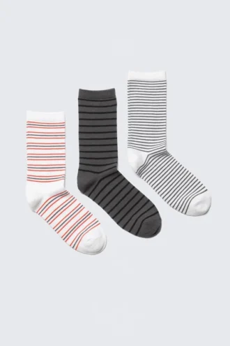 Pack de 3 pares de calcetines de caña media a rayas – Mezcla de rayas
