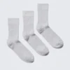 Pack de 3 pares de calcetines de caña media acanalados – Gris claro