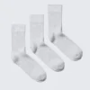 Pack de 3 pares de calcetines de caña media acanalados – Gris jaspeado